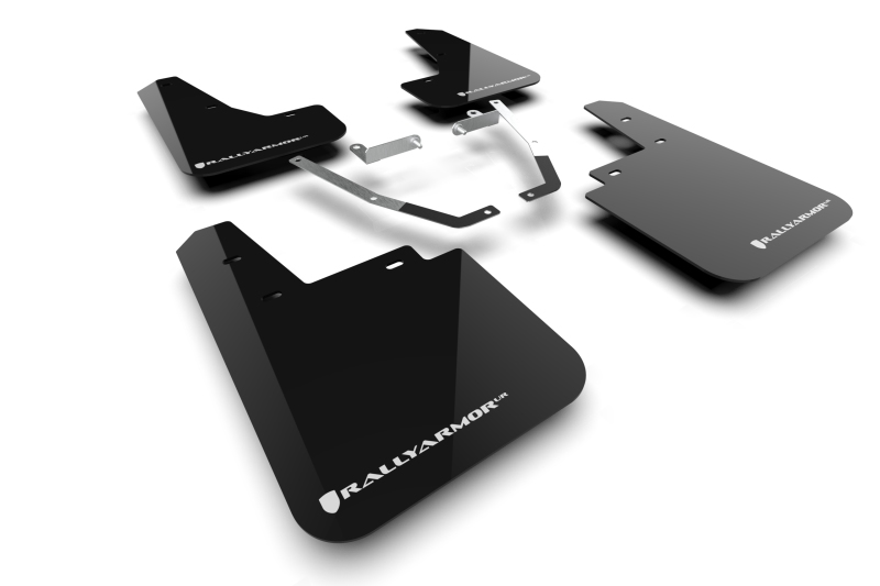 Subaru XV Crosstrek Mud Flaps - Front + Rear - Rally Armor - UR Black with White Logo - Black - `24-`25